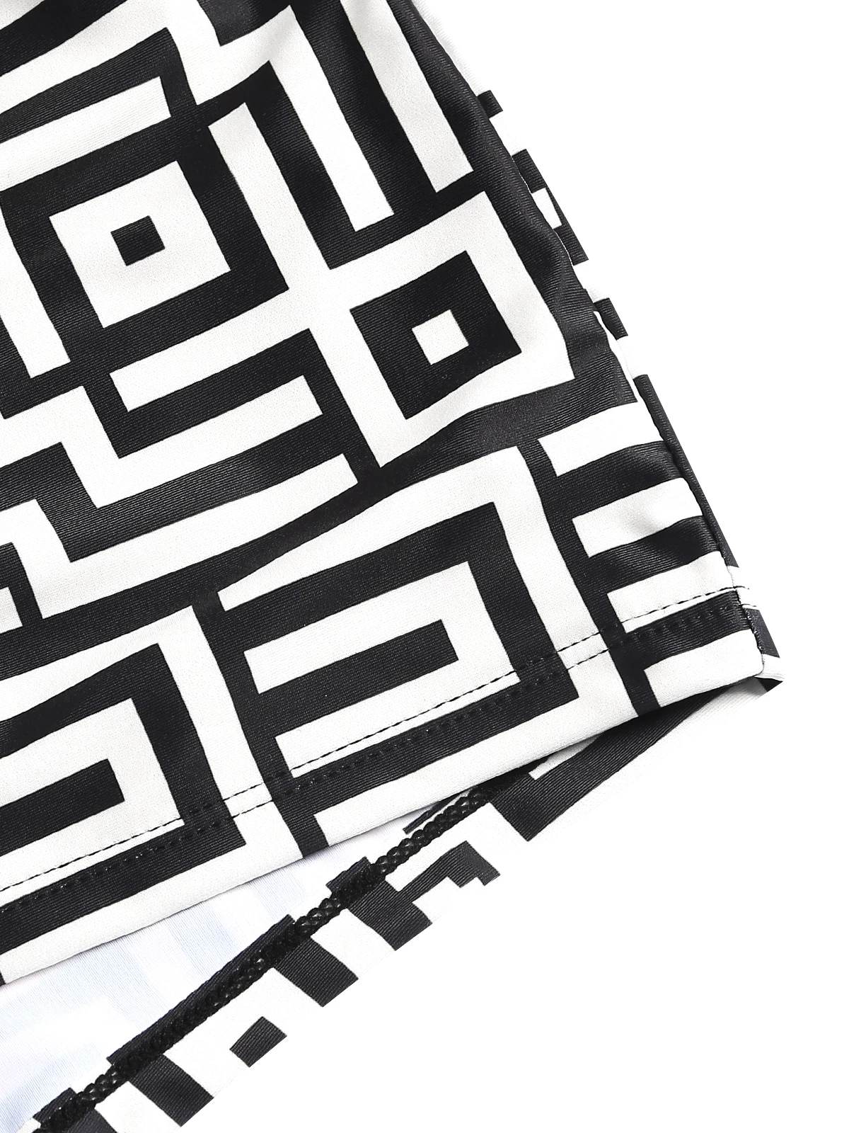 여성용 비치 여름 기하학 프린트 3피스 수영복 세트 (긴팔 비치 커버업 포함), 폴리에스터 니트 원단 (엘라스틱 포함)