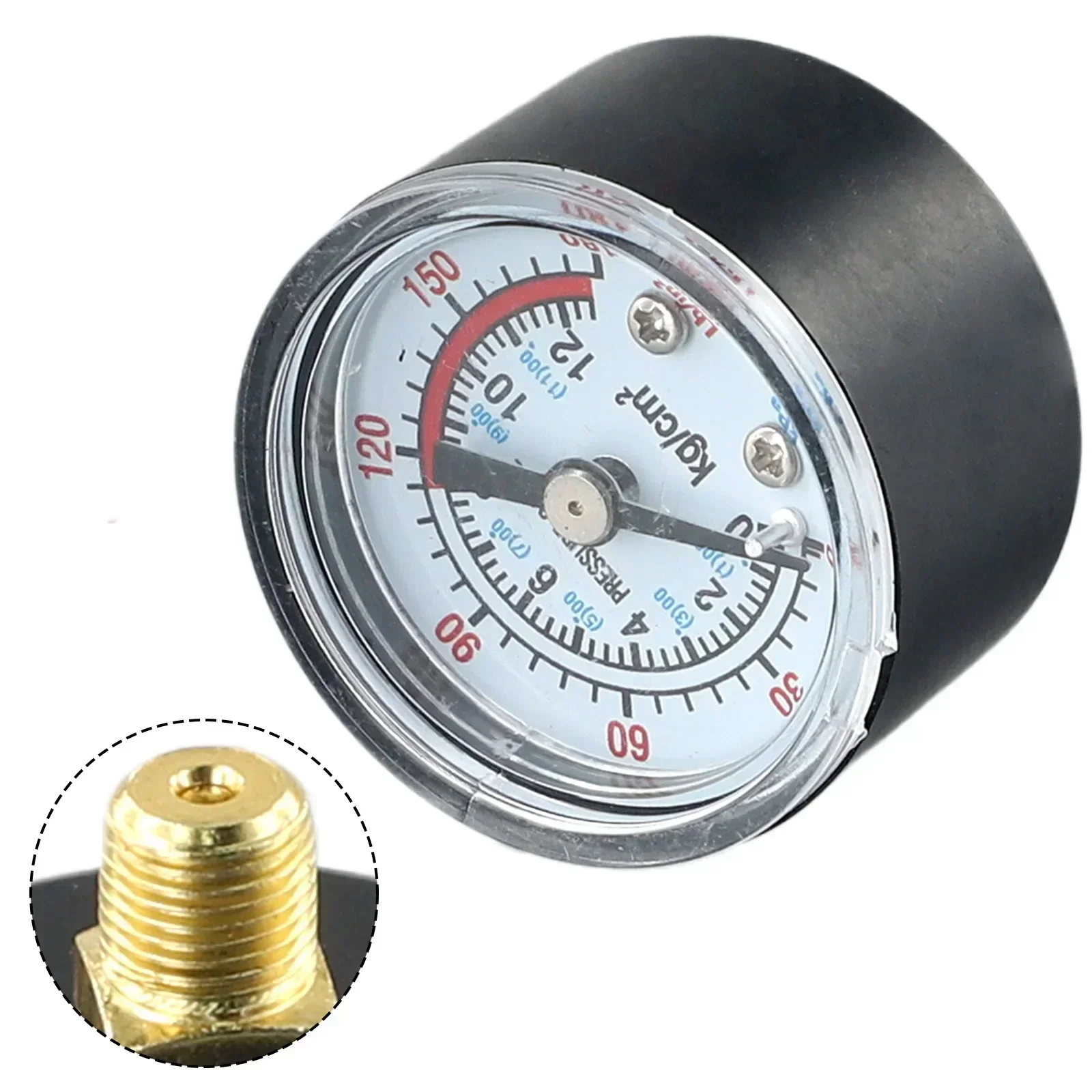 Air Compressor Pressure Gauge 0 To 12Bar / 0 To 180PSI Air Compressor Pneumatic Hydraulic Fluid Pressure Gauge 9mm Thread