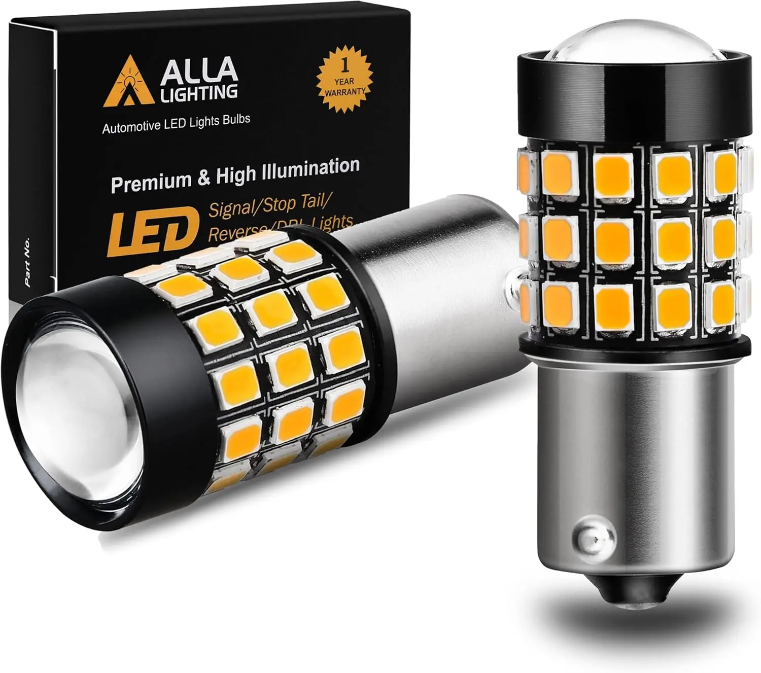 

39-SMD High Power 2835 Chipsets Super Bright 7507 12496 BAU15S PY21W Amber Yellow LED Bulbs Lamps Replacement for Turn signal Bl