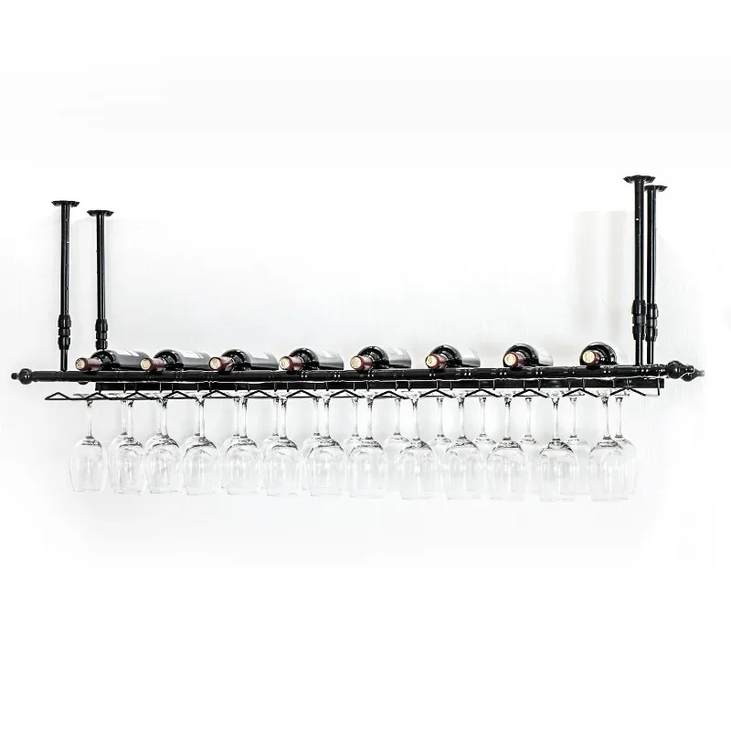 Wine bar counter, wine glass rack, hanging upside down, goblet rack, wine bottle rack ornament.