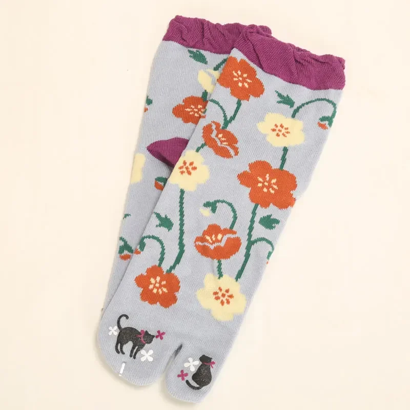 4 Pairs Japanese Two Finger Toe Socks Cotton Tube Sweat-Absorbent Stink Prevention Hosiery Flip-flops Women's Socks