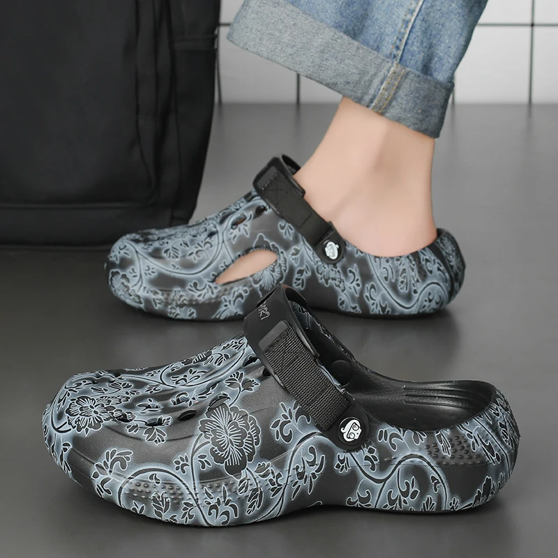 2025 الصيف الرجال الصنادل أحذية الحديقة المنزلية الجديدة مريحة وخفيفة الوزن شبشب رجالي عدم الانزلاق لينة أسفل الوجه بالتخبط الصنادل #6