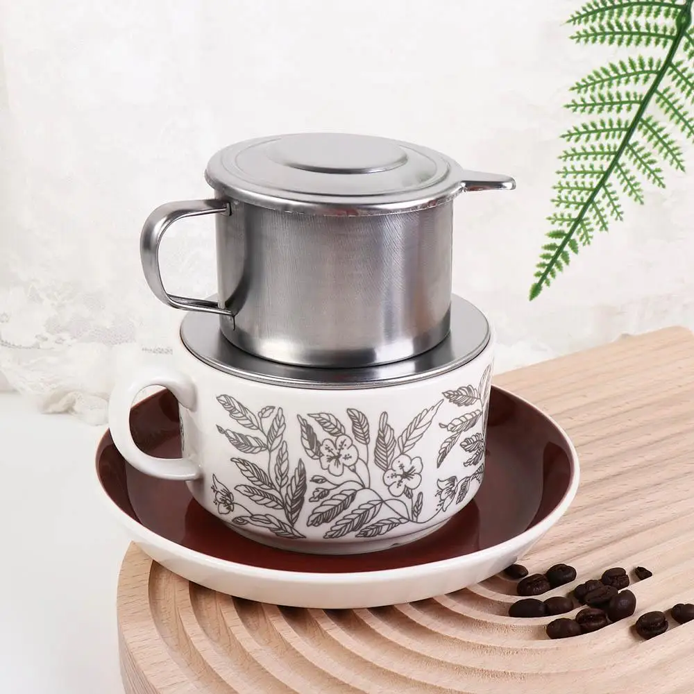 Edelstahl-Kaffee-Tropffilter, tragbar, langlebig, vietnamesische Kaffeemaschine, vielseitiges silbernes Kaffee-Ei, Tasse für Zuhause