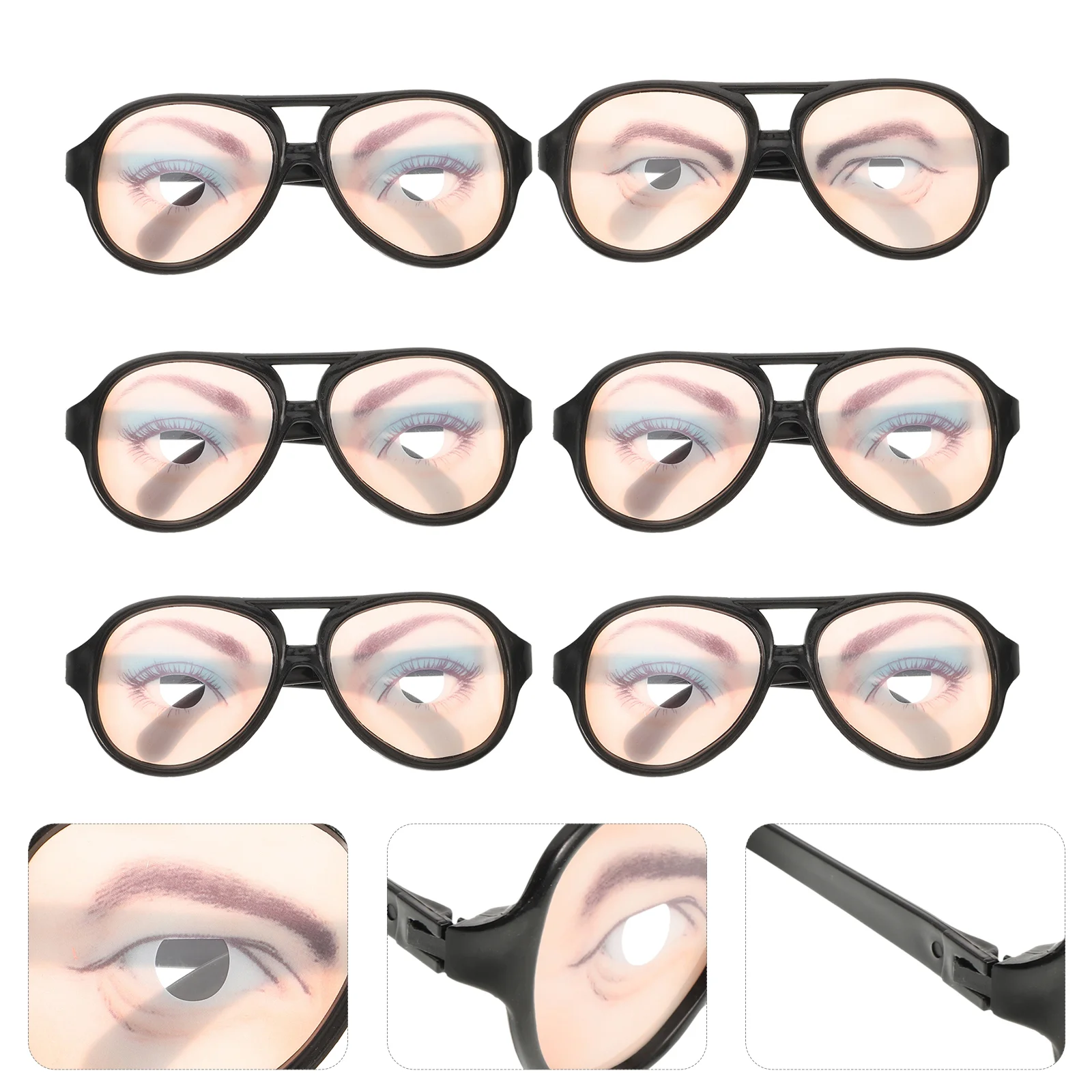 6pcs Extremely Funny Glasses Frame Eyes Mischief Decoration Accessory Holiday Festival Halloween Decoration (Random Pattern)