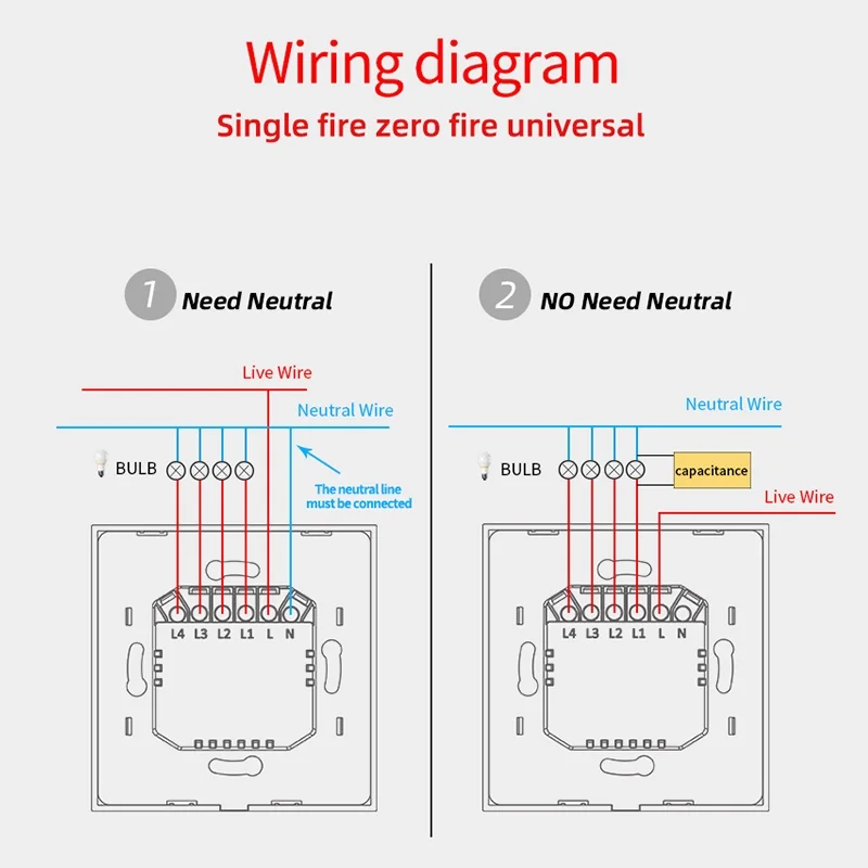 Cerhot Homekit WiFi Smart Switch Touch Key controllo Siri 1/2/3/4 Gang nessun neutro e neutro necessario Dual Mode WiFi Smart Switch