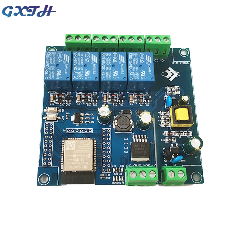 AC220V/DC5-30V ESP32 WIFI Bluetooth BLE Four-channel Relay Module I/O Port ESP32-WROOM Development Board