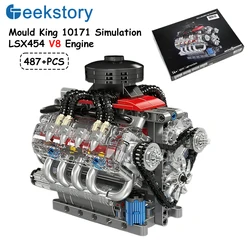 Mould King 10171 LSX454 V8 Engine Motorized Simulation Model Electrically Drive Building Blocks Technical Car Parts Toy(487+pcs)