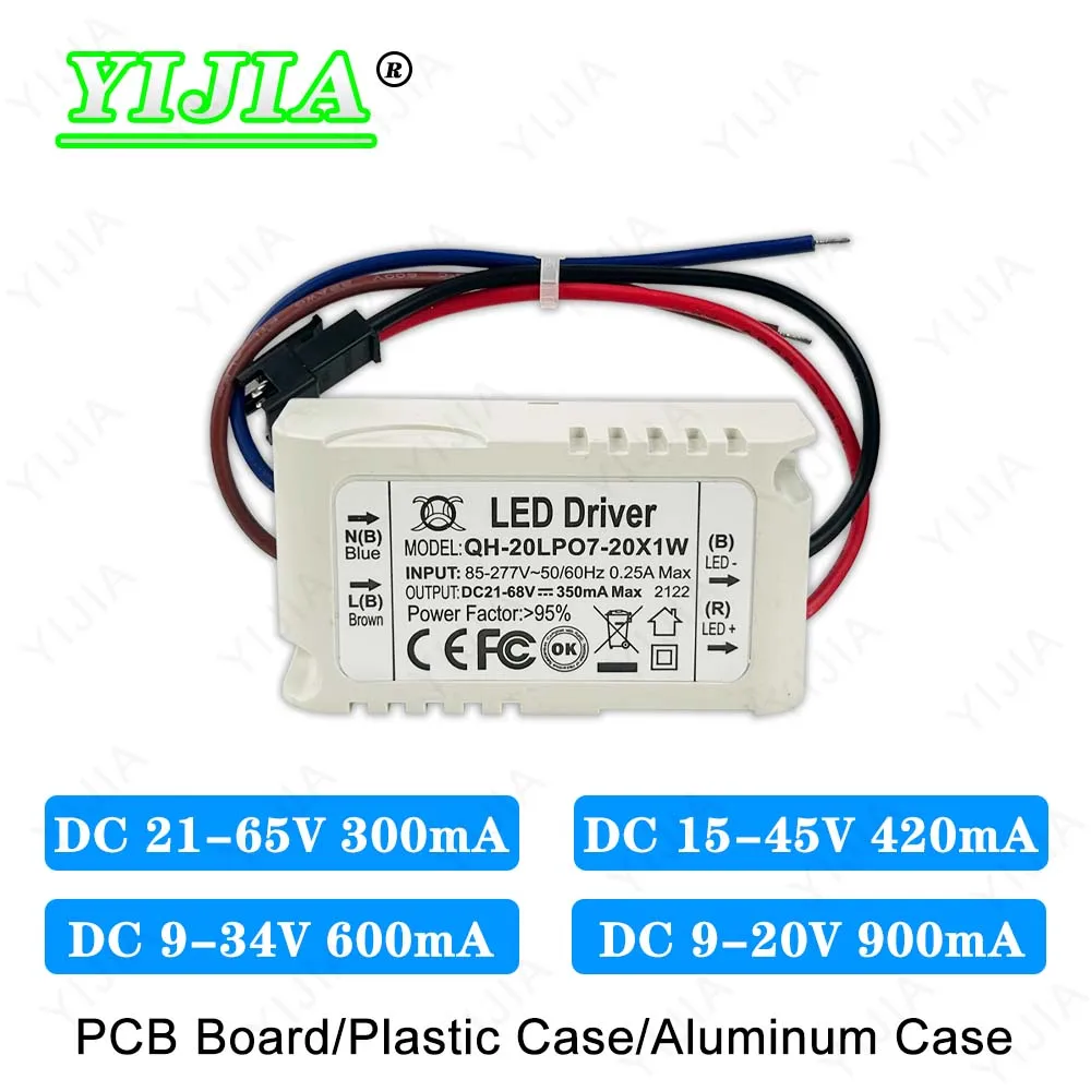 LED Driver DC 21-65V 15-45V 9-34V 9-20V 900mA 600mA 420mA 300mA Lighting Transformers For 7W 10W 12W 15W 18W 20W Power Supply