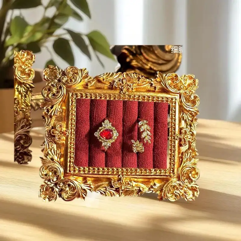

Retro-Inspired Square Stand for Ring Earring, Boutique Jewelry Display Tray, Wood Shop Window Décor, Photography Prop