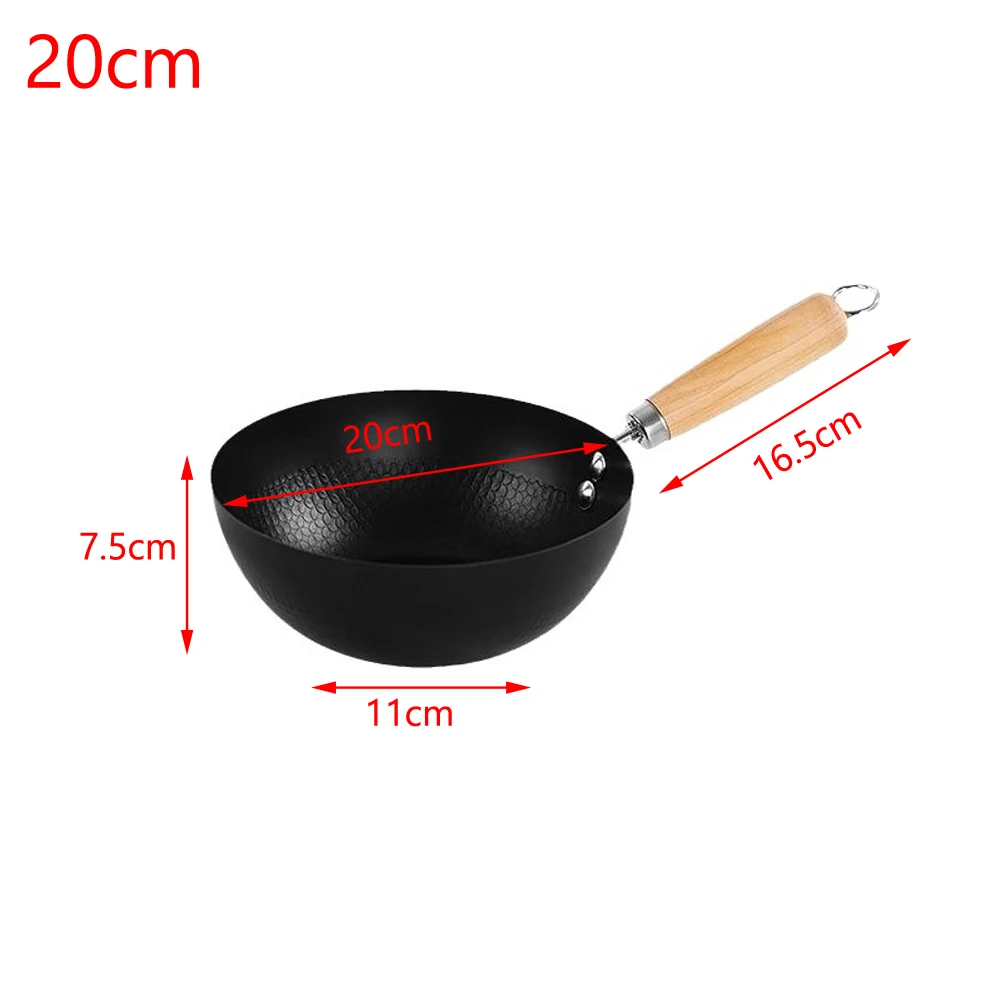 Cast Iron Stir Fry Wok Sized for One Person Compatible with Induction Cooktops Gas Ranges Electric Stoves and Ceramic Cooktops