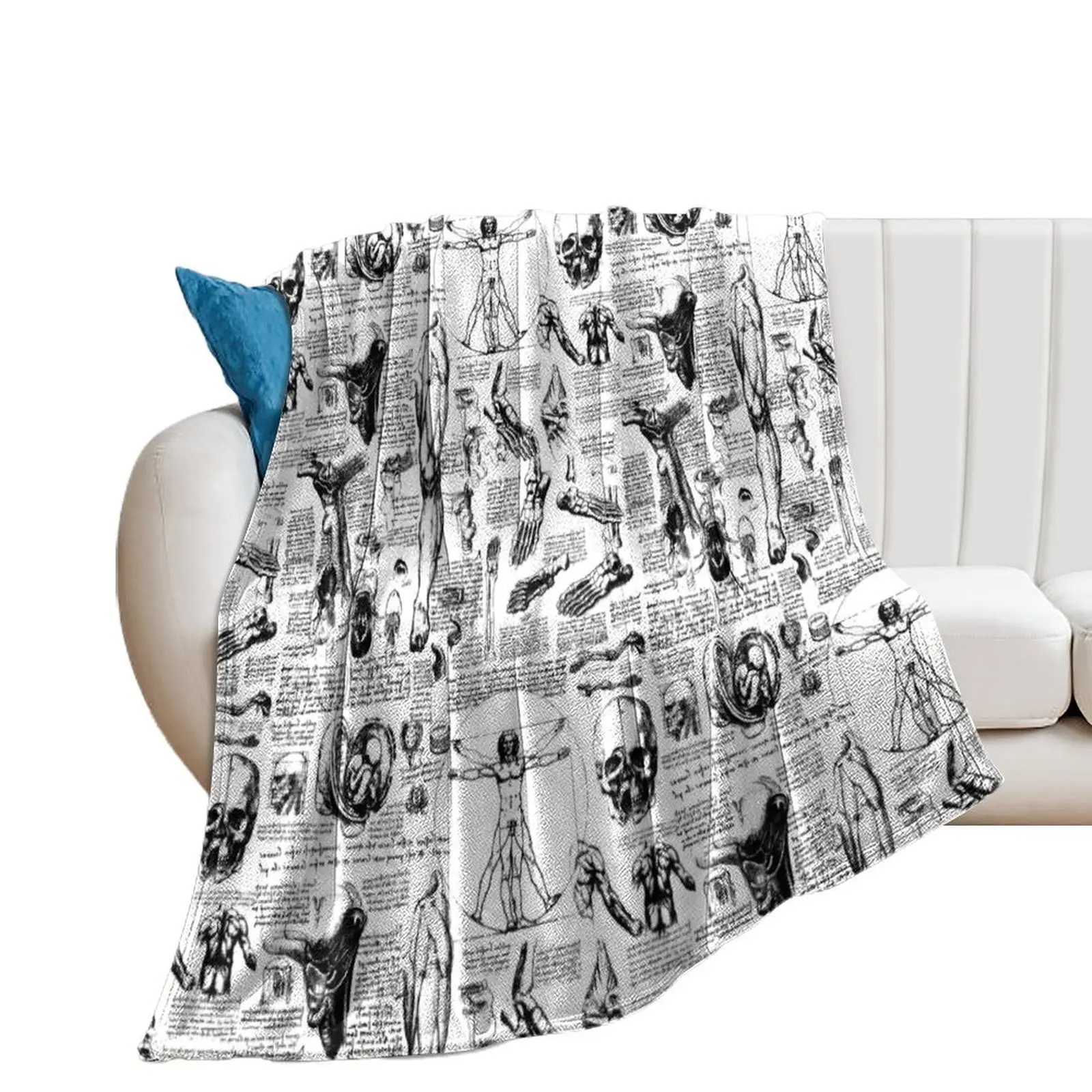 

Da Vinci's Anatomy Sketches Throw Blanket Decorative Throw Vintage manga Blankets