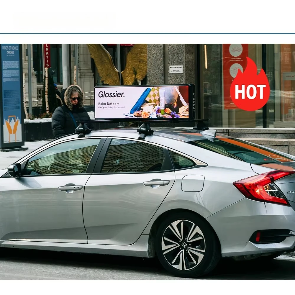 

Hot selling:P5 Outdoor Taxi Roof Top Advertising Led Sign Screen Cabinet 960 Programmable Board Double Side Led Car Disp