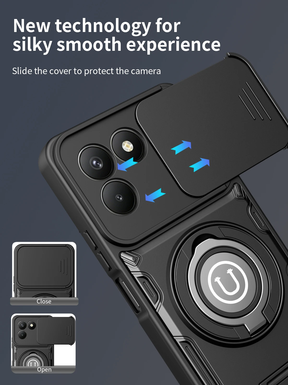 For TECNO POVA 7 NEO/POVA 7 4G 360°Degree car mounted rotating magnetic ring phone case Magsafe protective cover