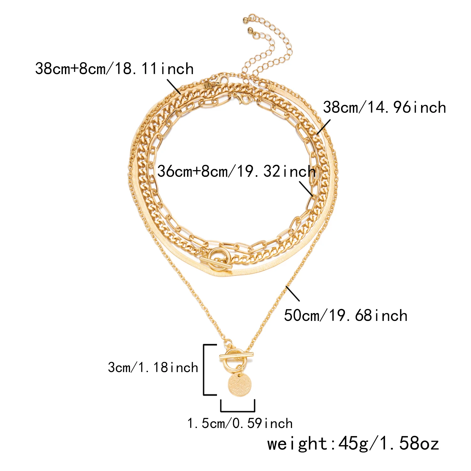 4 Teile/satz Zierliche Herz Anhänger OT Schnalle Perlen Halskette für Frauen Mode Multilayer Gold Farbe Schlange Ketten Set Party Schmuck – Detail 5