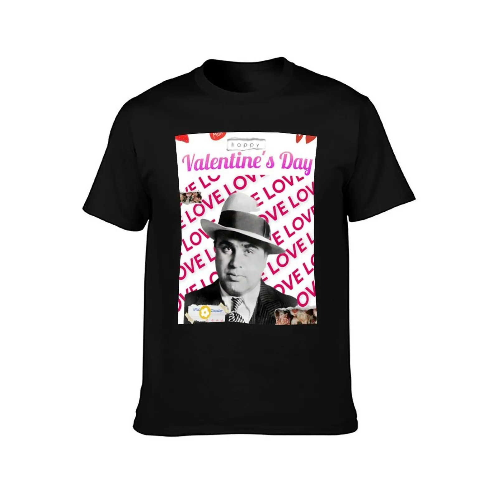Capone wishes you happy Valentine's day T-Shirt, Summer Casual Cotton Tee, Oversized Streetwear Tops, Vintage Graphic Print