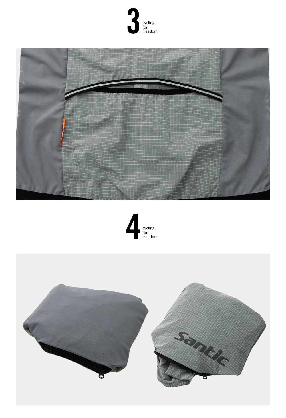 Santic Herren-Fahrradweste, winddicht, leicht, Fahrradweste, ärmellos, Fahrradbekleidung für Damen und Herren, WZ24C07048 – Detail 8