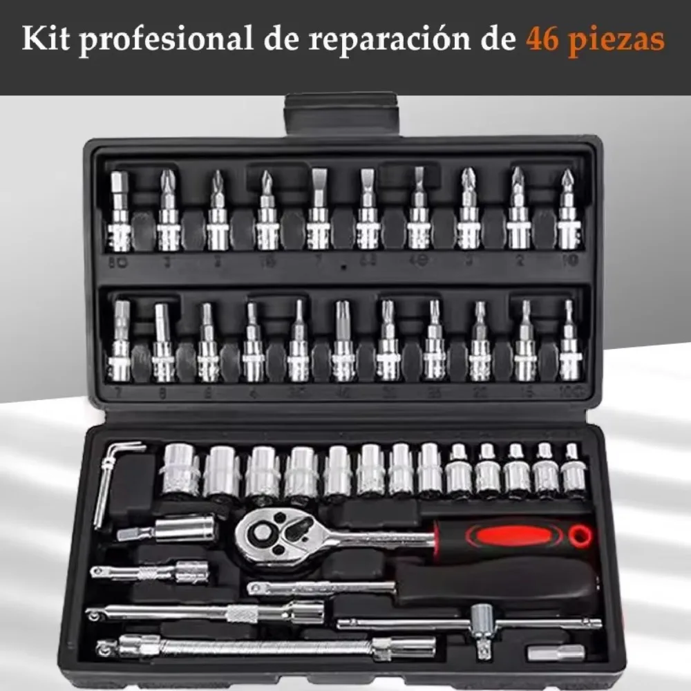 46 PCs Automotive Repair Hand Tool Set Mechanic'S Tool Box,  1/4