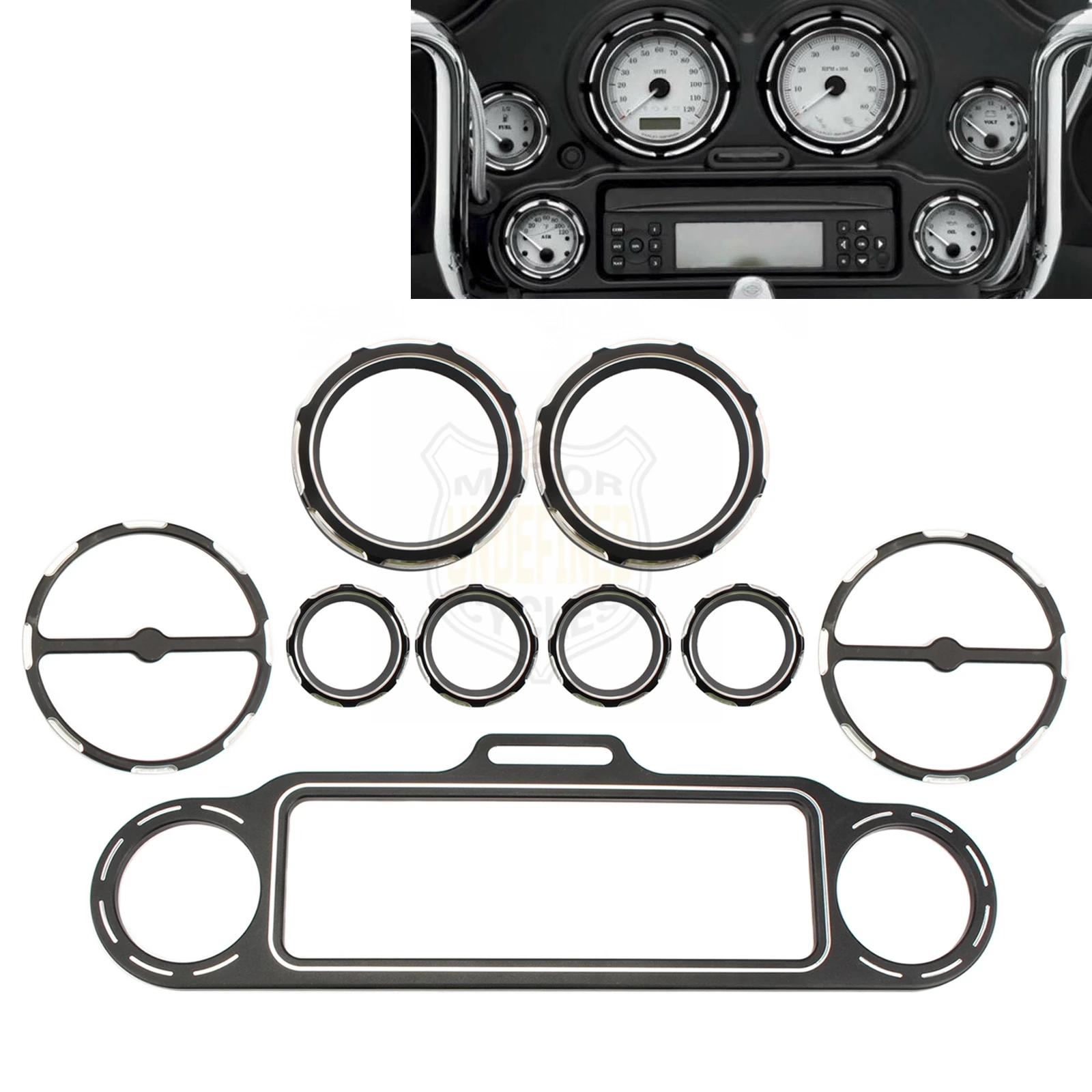 

Motorcycle Speedometer Trim Ring Instrument Cover Burst Gauge Bezel Kit For Harley Touring FLH Road Glide Street Glide 96-13 Tri