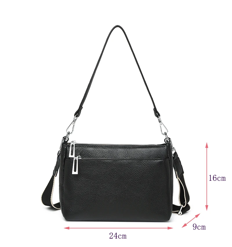 High Quality Genuine Leather Women's Shoulder Bag Waterproof Cowhide Fabric Fashion Crossbody Bag Solid Color Women's Handbags