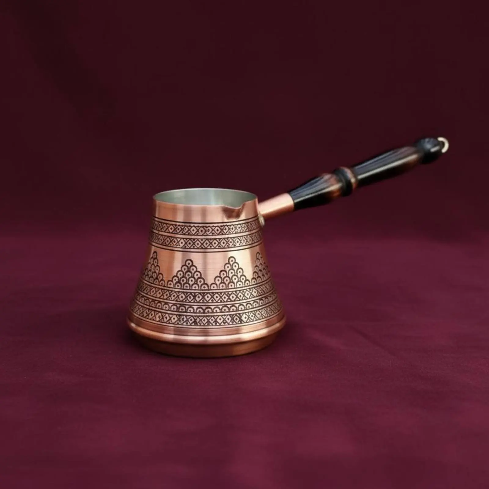 5 Pieces Turkish Coffee Set Stovetop Safe Turkish Coffee Pot Copper Cezve Tin-Lined Interior for Collectors, Entertaining Guests
