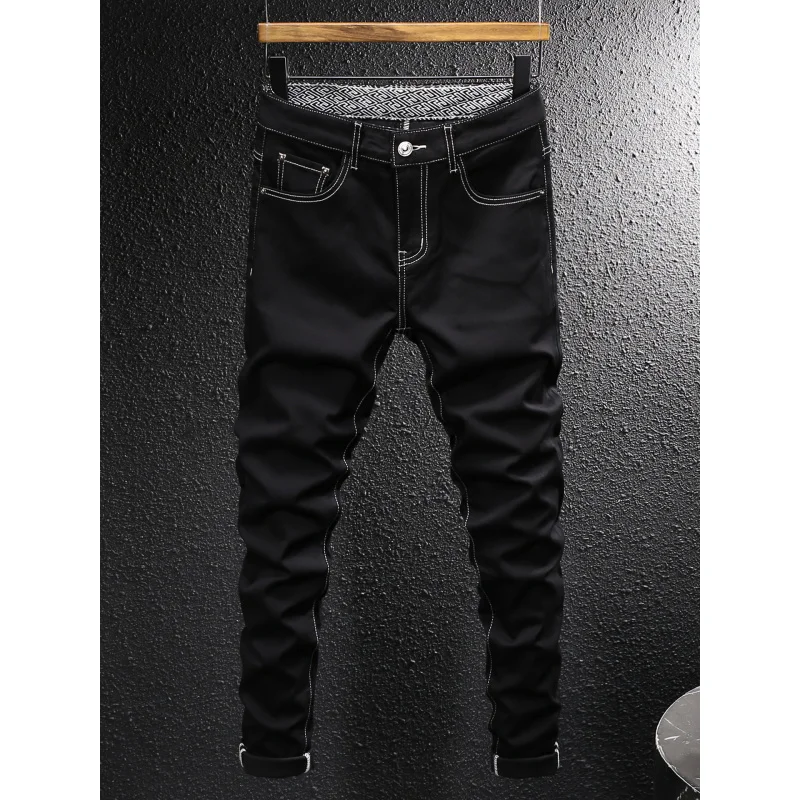 

High end 2025Summer Thin Black Jeans Men Business Trend Breathable Versatile Stretchy Casual Skinny Pants