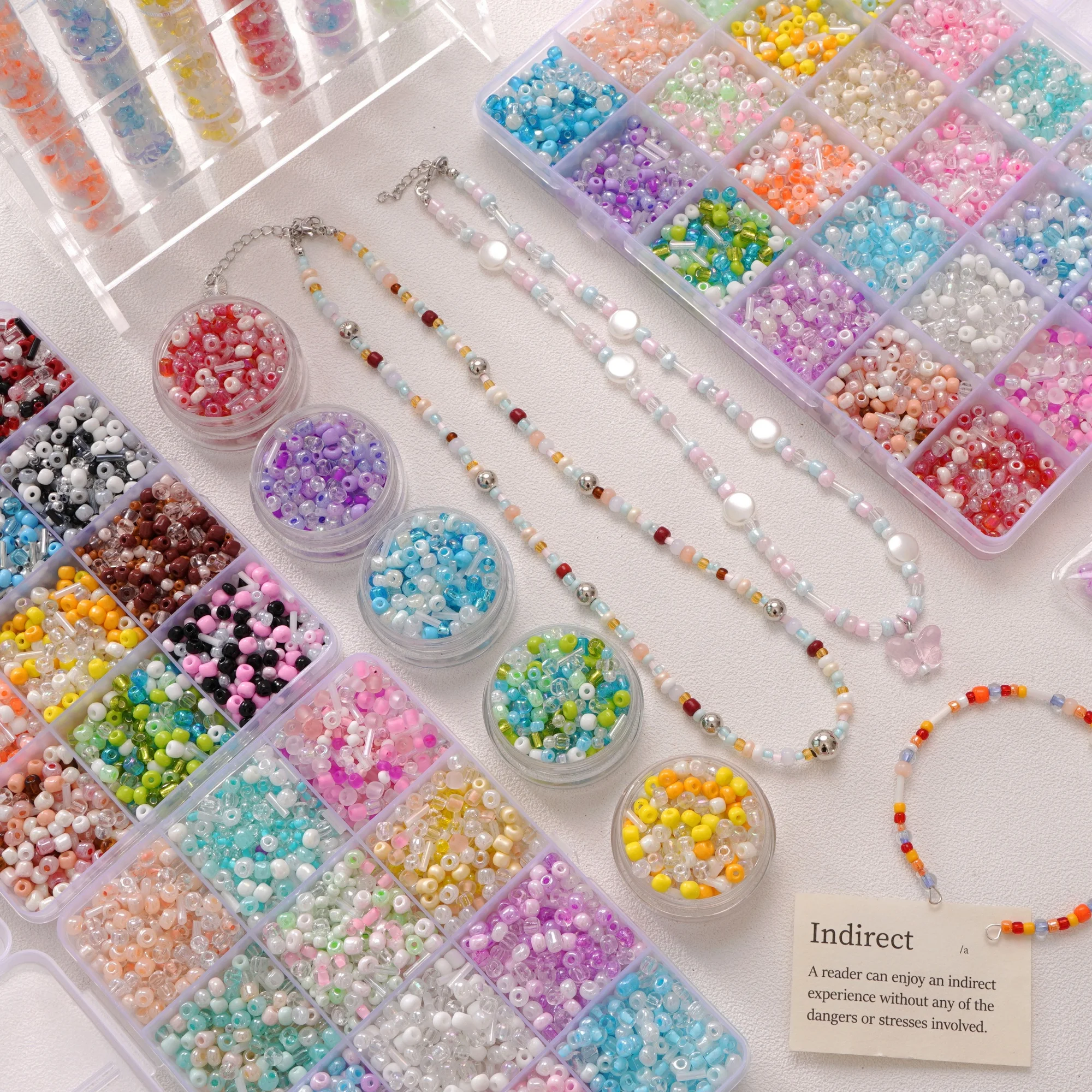 

12/24-grid Mixed-Color Glass Rice Beads Set Loose Beads For Handmade DIY Bracelet Necklace Beaded Material Jewelry Accessories