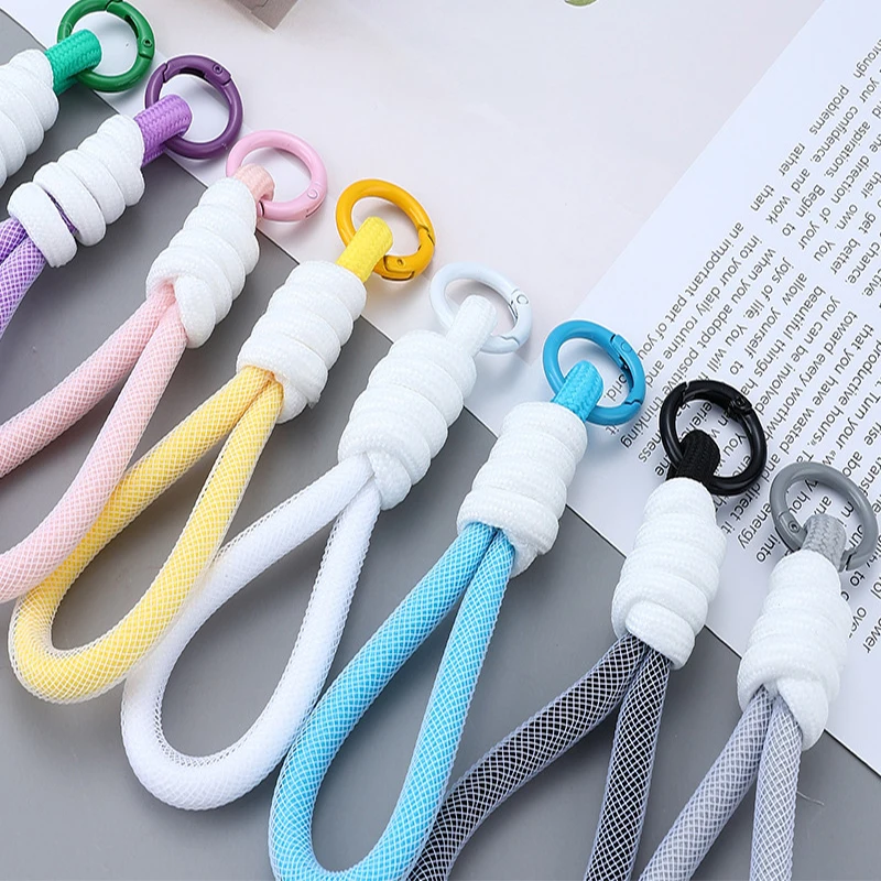 10pcs Colorful Braided Rope Strap Lanyard Keychain For Phone Case Women Anti Lost Car Key Chains Bag Hanging Accessories Keyring