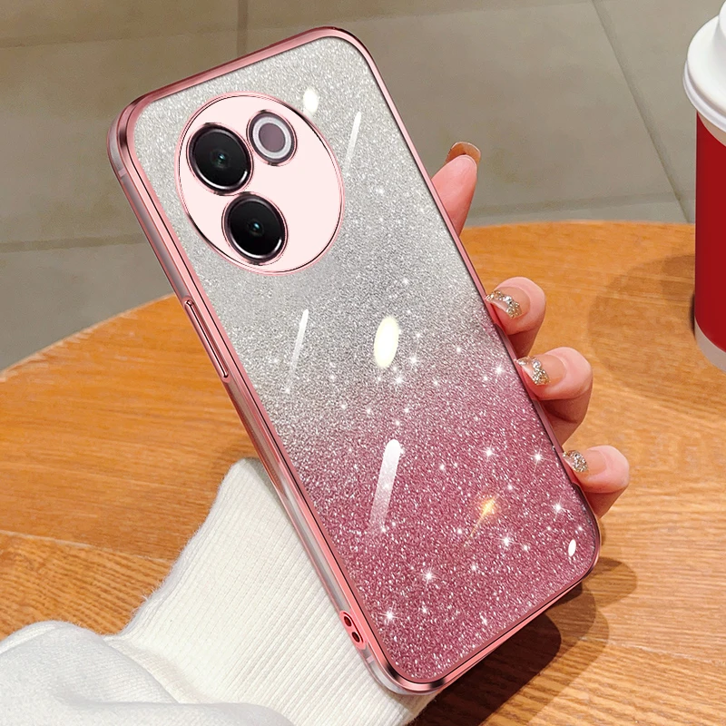 6D Plating Glitter Case for vivo V30e V 30e Luxury Soft Silicone Protection Full Camera Phone Cover vivoV30e V2339 Coque