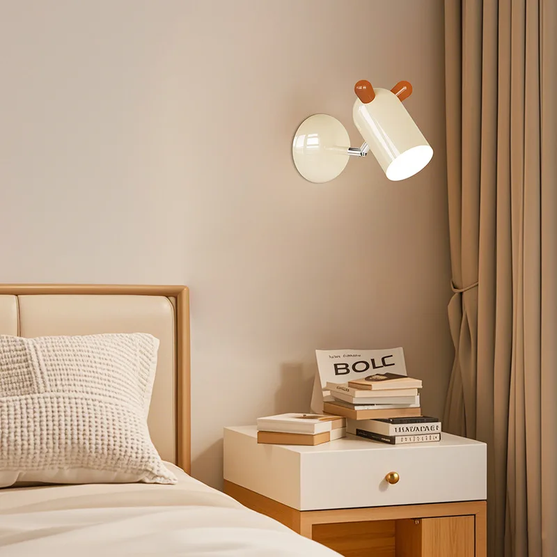 New rocker arm displacement wall lamp cream wind cartoon warm boys and girls room bedroom eye protection bedside lamp