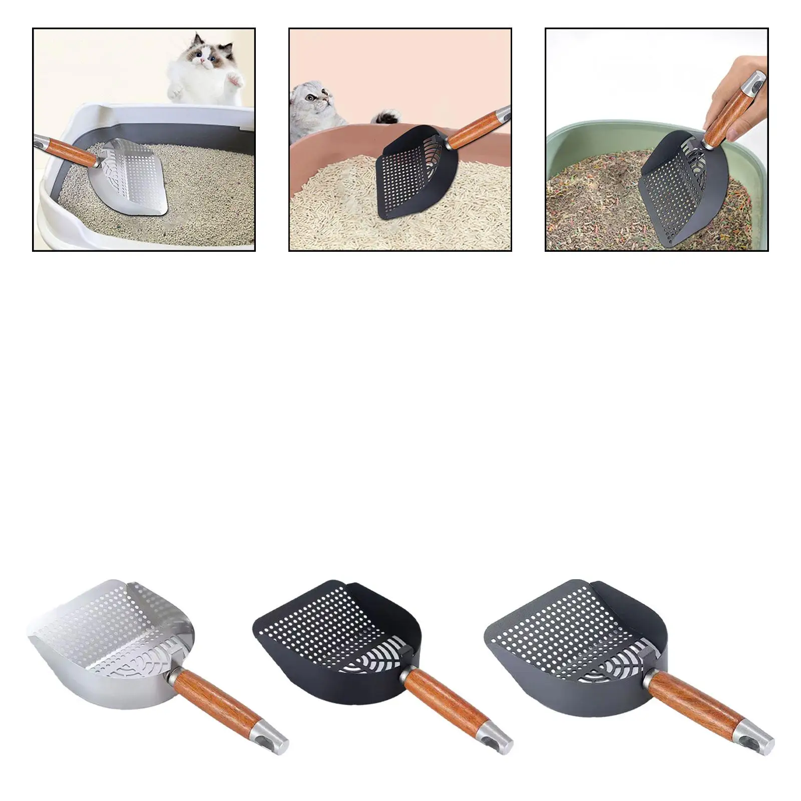 

Litter Scoop with Handle for Litter Box Multifunctional Kitty Metal