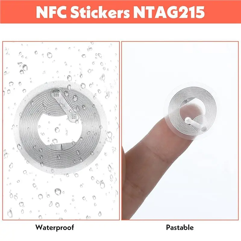ABJF-250Pcs Ntag215 Label Sticker 13.56Mhz ISO14443A NTAG 215 Sticker Ntag 215 Tags RFID Tag Universal Lable