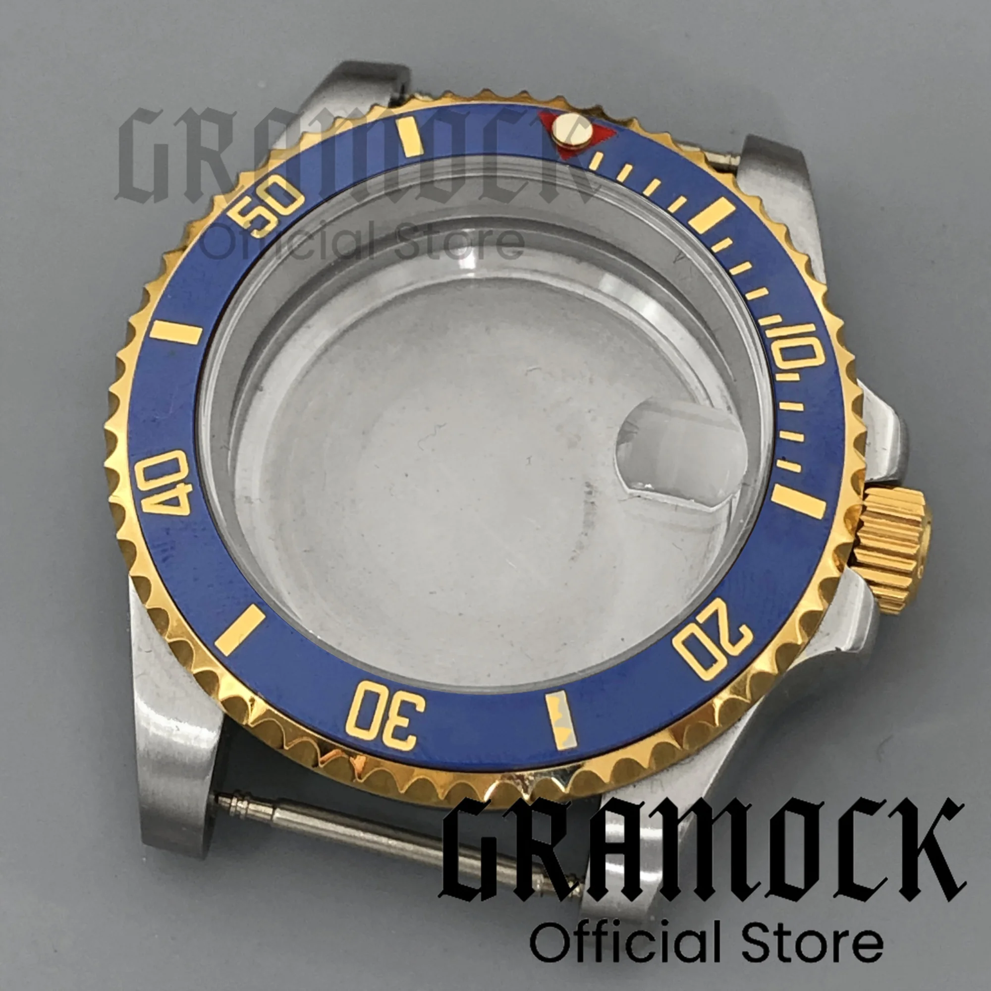 Gramock 40 мм двухцветный золотой/полно-золотой водонепроницаемый корпус часов SUB из нержавеющей стали с сапфировым стеклом для механизма NH34 NH35 NH36 PT5000
