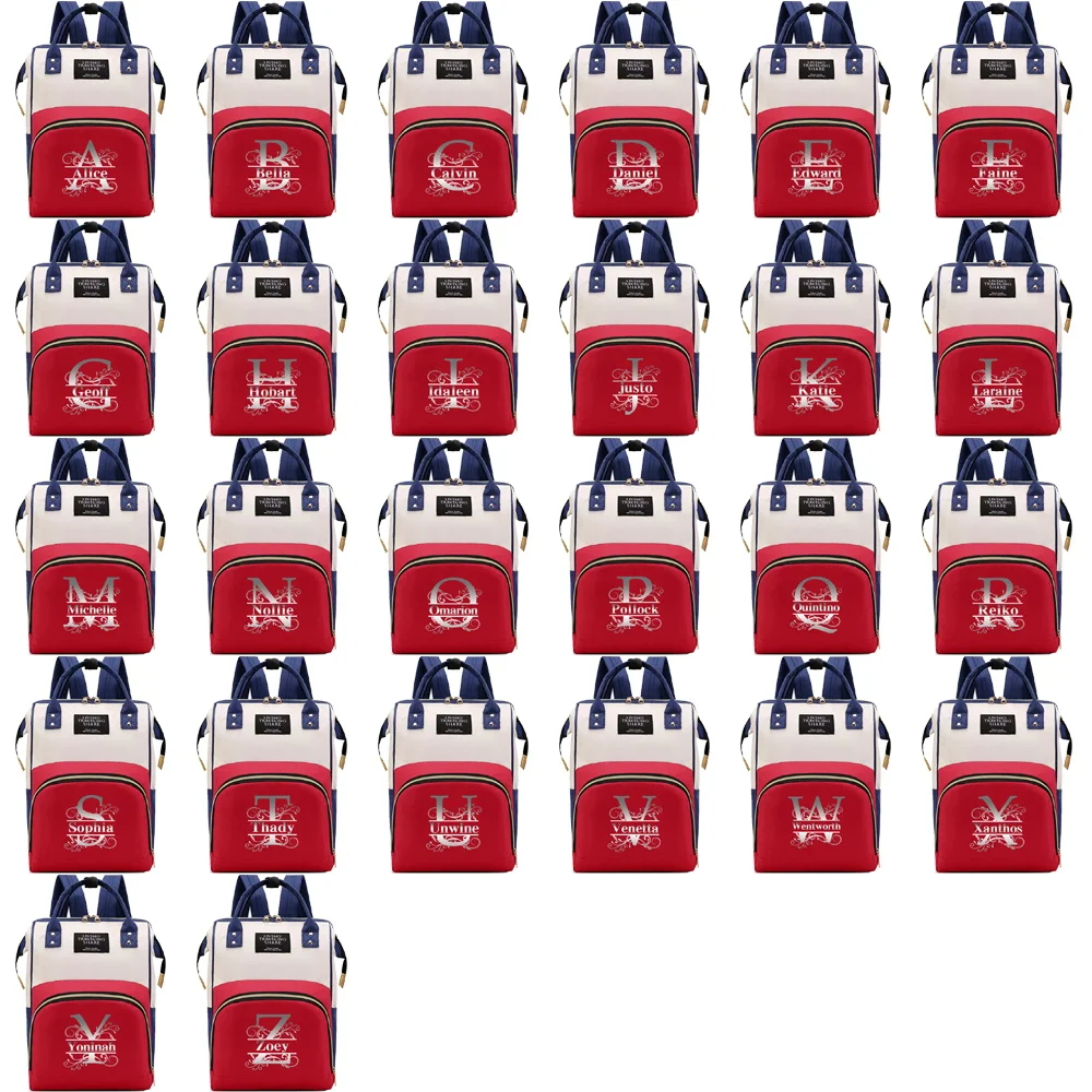 شخصية مخصصة اسم حقيبة الأمومة سجادة لتغيير الحفاض مريحة سعة كبيرة في الهواء الطلق حمل منتجات الرضع حقيبة الظهر الأم