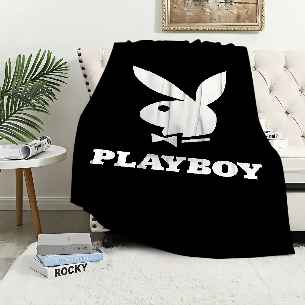 Fashion P-PlayboyS Logo Blanket Soft Plush Nap Sofa rug for Living Room Warm Office Bedroom Birthday Home Travel Kid Gifts