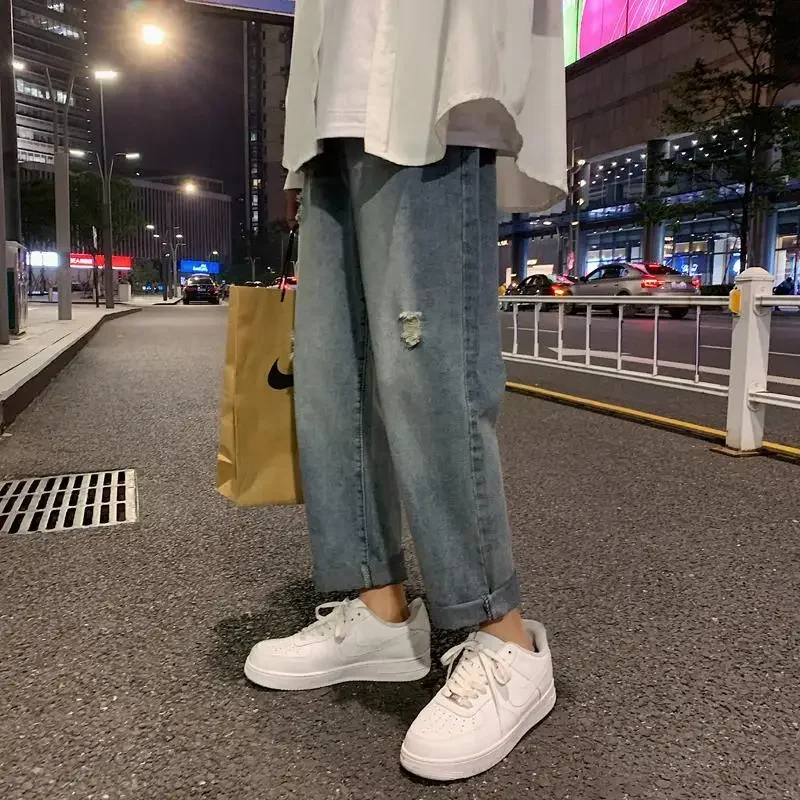 

Loose Men's Jeans Baggy Soft Grunge Y2k Trend 2025 Trousers Kpop Aesthetic Stylish Goth Washed Wide Leg Cotton Male Cowboy Pants
