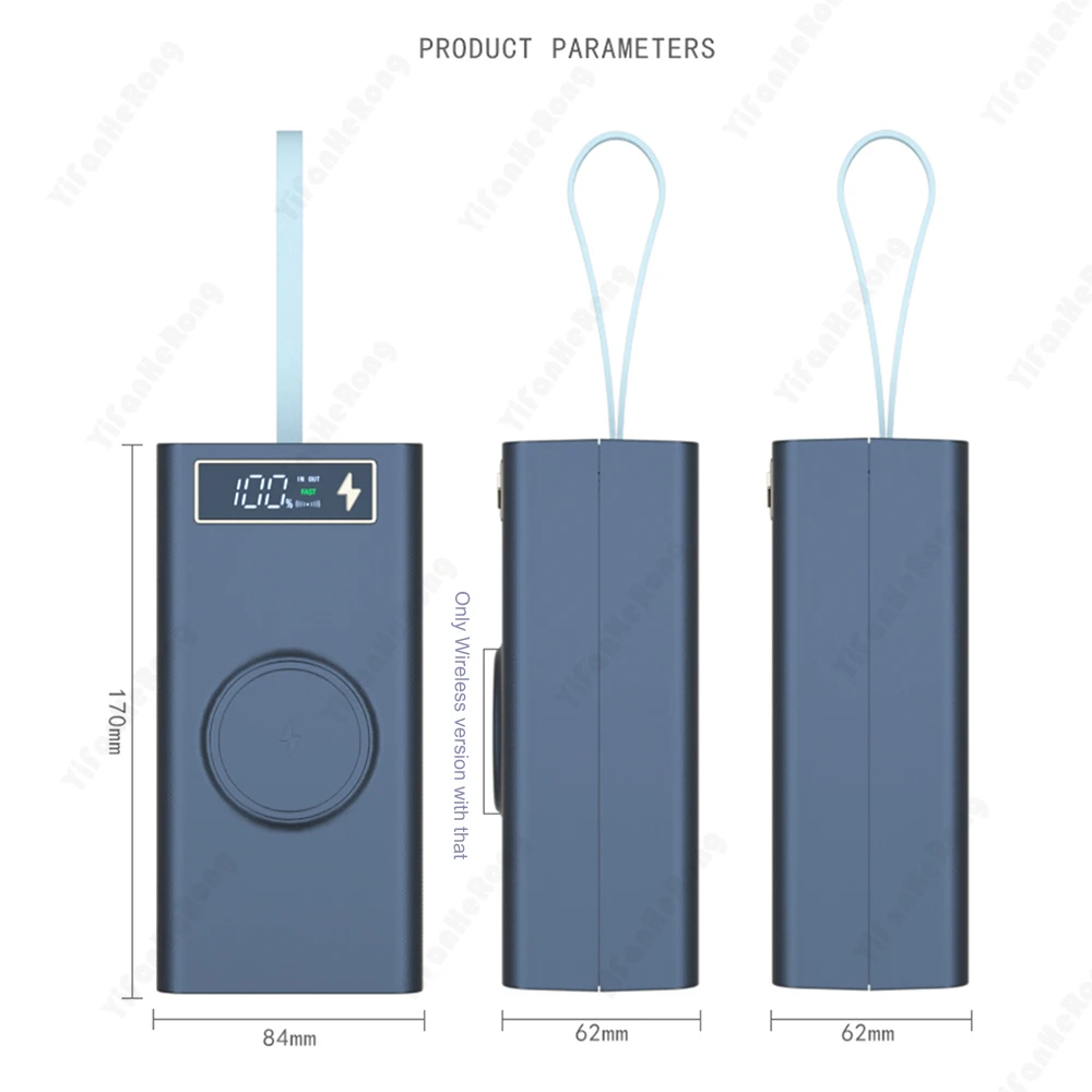 21*18650 Battery Storage Box LED Display 22.5W PD Quick QC3.0 Charge 18650 Battery Power Bank Case Shell 15W Wireless Charging