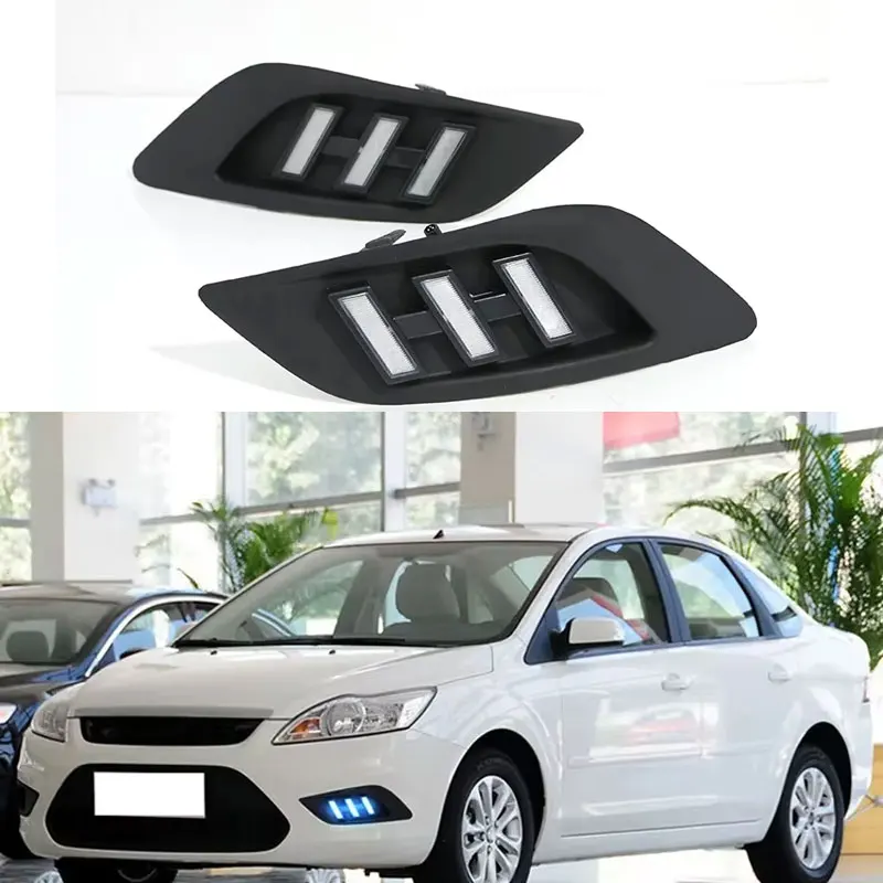 

Turn Signal 2Pcs/set Waterproof LED Daytime Running Light DRL For Ford Focus Sedan 2009-2013 Fog Lamp Modify Fog Head white Lamp