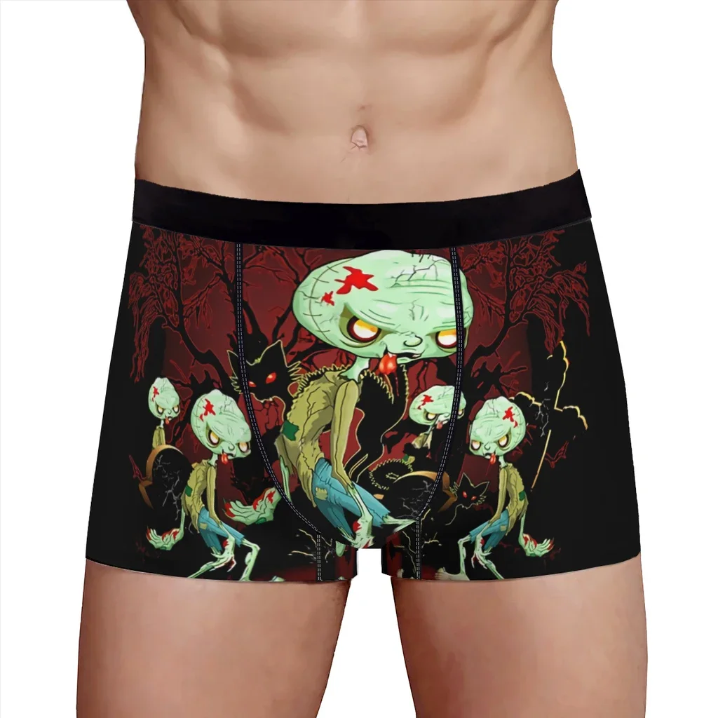 Zombie Creepy Cartoon Walking on Cemetery  Underpants Breathbale Panties Men's Underwear Sexy Shorts Boxer Briefs