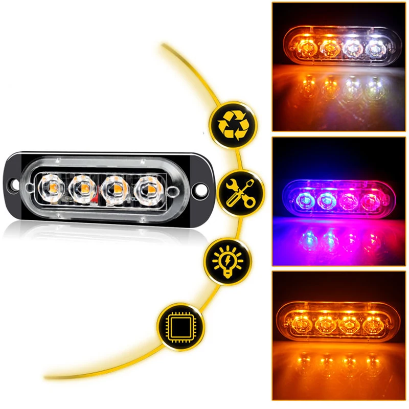 4LED auto flash warning lamp grille flash For Ford Focus Fusion Escort Kuga Ecosport Fiesta Falcon EDGE/Explorer/EXPEDITION