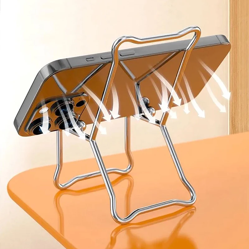 1pcs Creative Metal Hollow Mobile Phone Tablet Computer Desktop Shelf Multi-functional Portable Mobile Phone Mount Stand