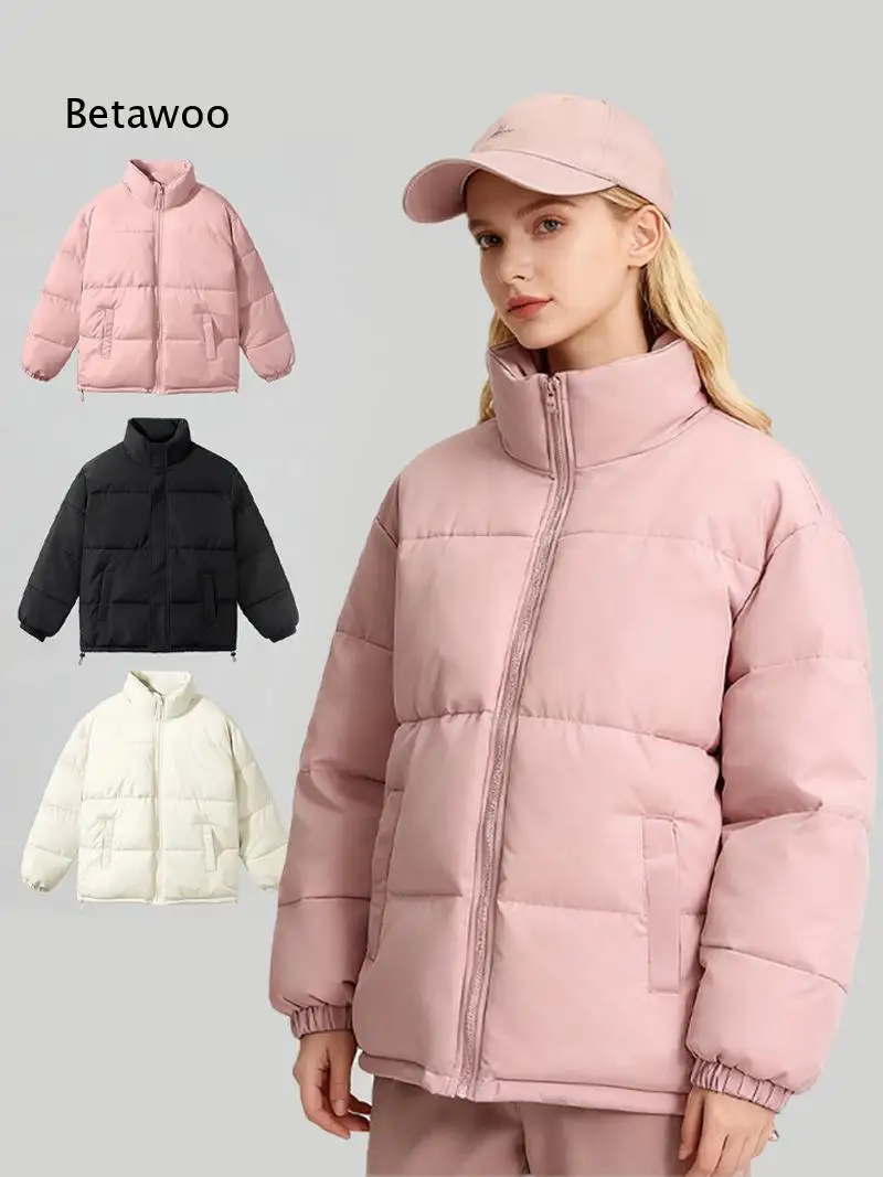 Women Stand Collar Warm Cotton Vest Solid Color Thick Padded Outerwear Lightweight Loose Style Sleeveless Coat Easy To Match Wi
