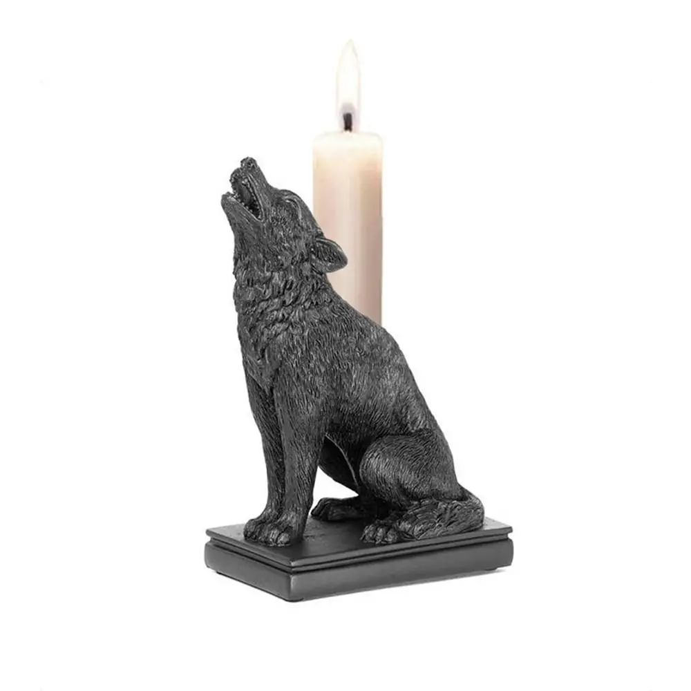 Resin Crafts Halloween Bat Candlesticks Animal Shape Fadeless Resin Animal Sculpture Handmade Gothic Candle Holder Halloween