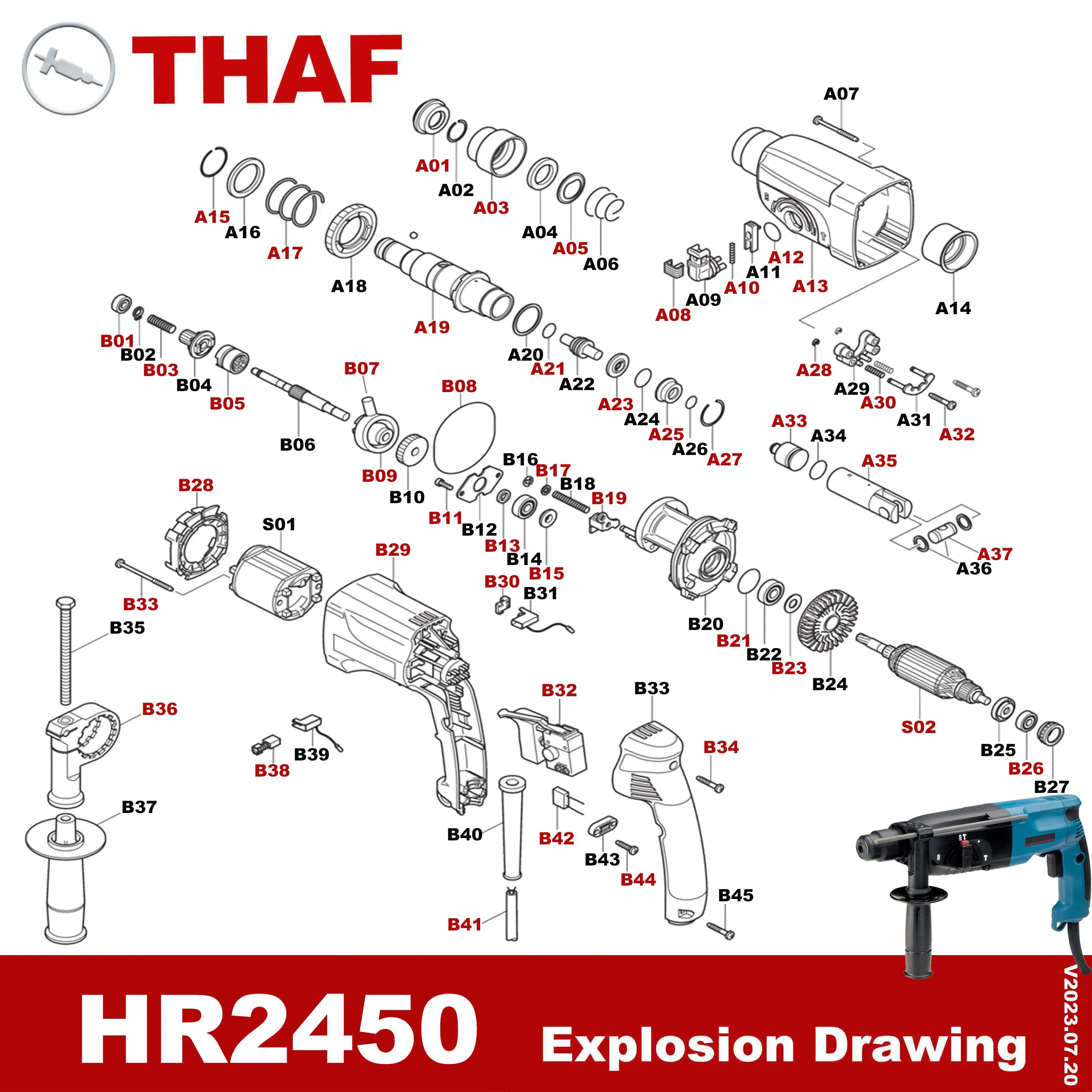 Imagem -04 - Titular da Ferramenta Substituição Peças de Reposição Paramakita Demolition Hammer Hr2450