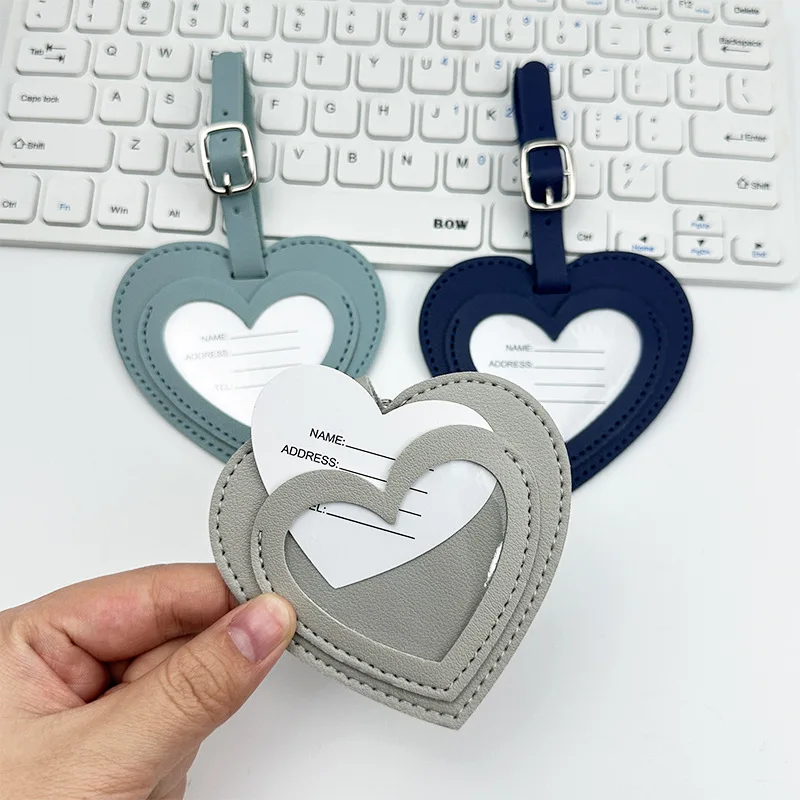 

Женские и мужские багажные бирки, креативная многоцветная бирка из искусственной кожи в форме любви, именная бирка для посадочного пролета с утолщенной карточкой