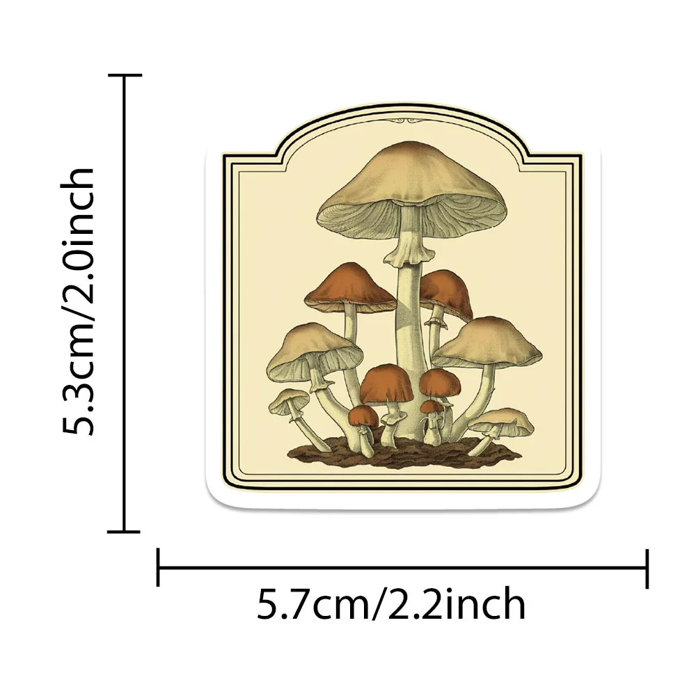 50PCS Vintage Mushroom Stickers Retro Style DIY Decals For Phone Case Fridge Laptop Hand Account Books Cartoon Graffiti Stickers