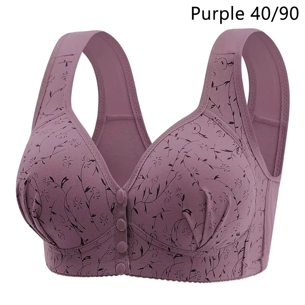 

1Pcs Large Size Mother's Bra with Large Cups Wireless Vest Style Front-Buckled Bra Front Clasp Closure Breathable Bra Cover
