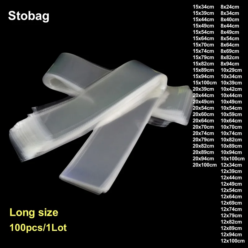 StoBag 100 Uds. Bolsas autoadhesivas de celofán OPP largas transparentes bolígrafo sellado joyería embalaje de regalo bolsa de almacenamiento al por mayor