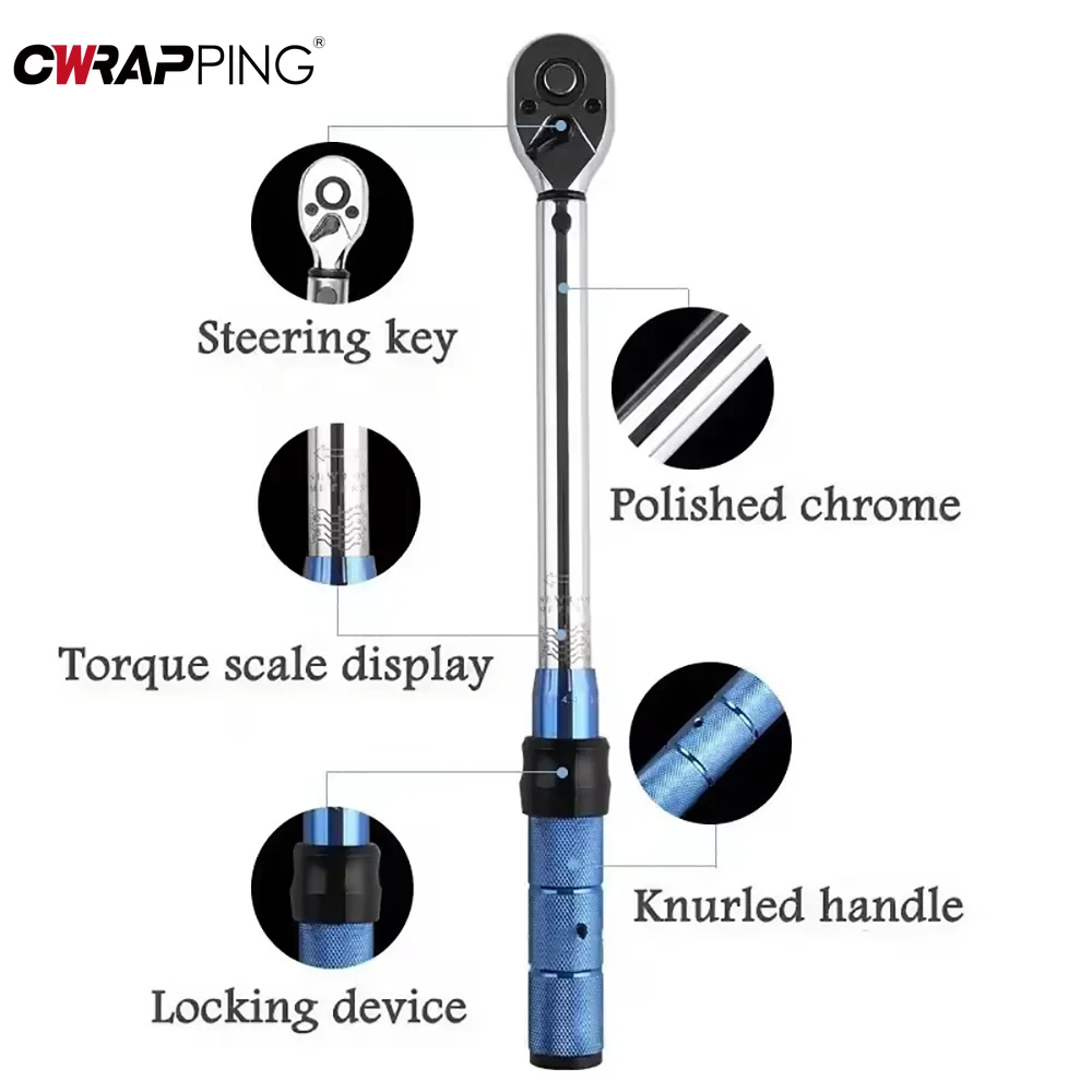 Torque Wrench 10-20Nm Preset Adjustable Chrome Vanadium Steel High Precision for Auto Repairs Mechanical Maintenance Home Garage