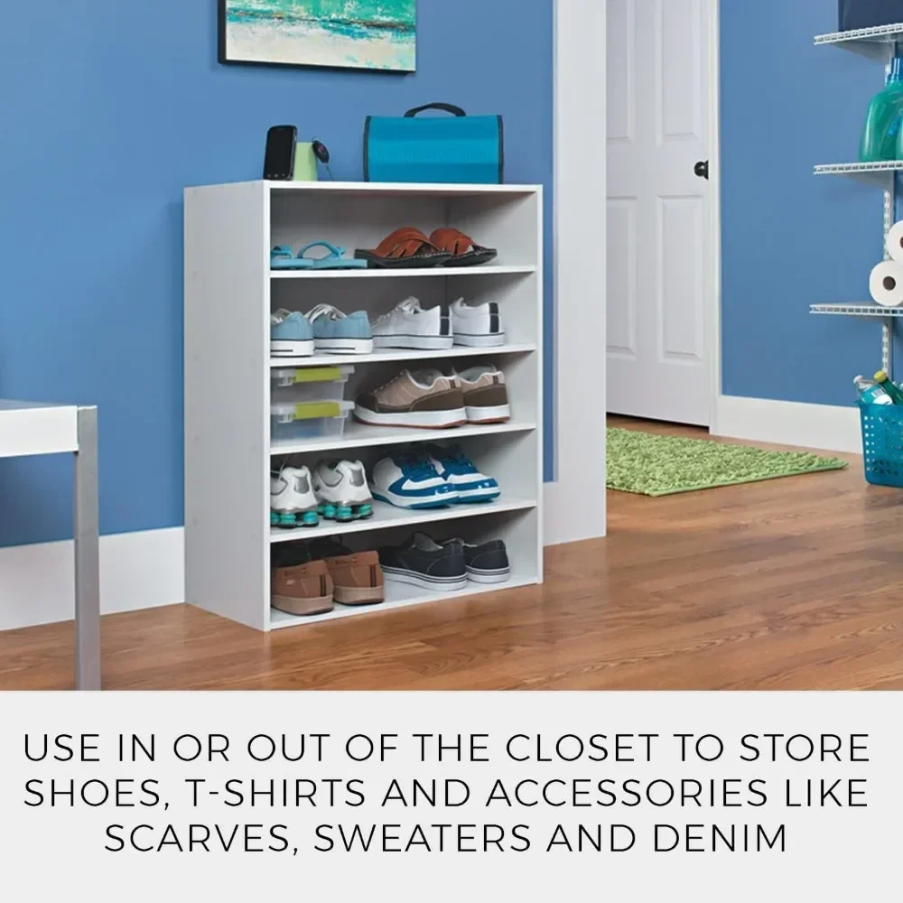 Shoe cabinet can be stacked with 5 racks storage boxes, white shoe cabinet shoe locker