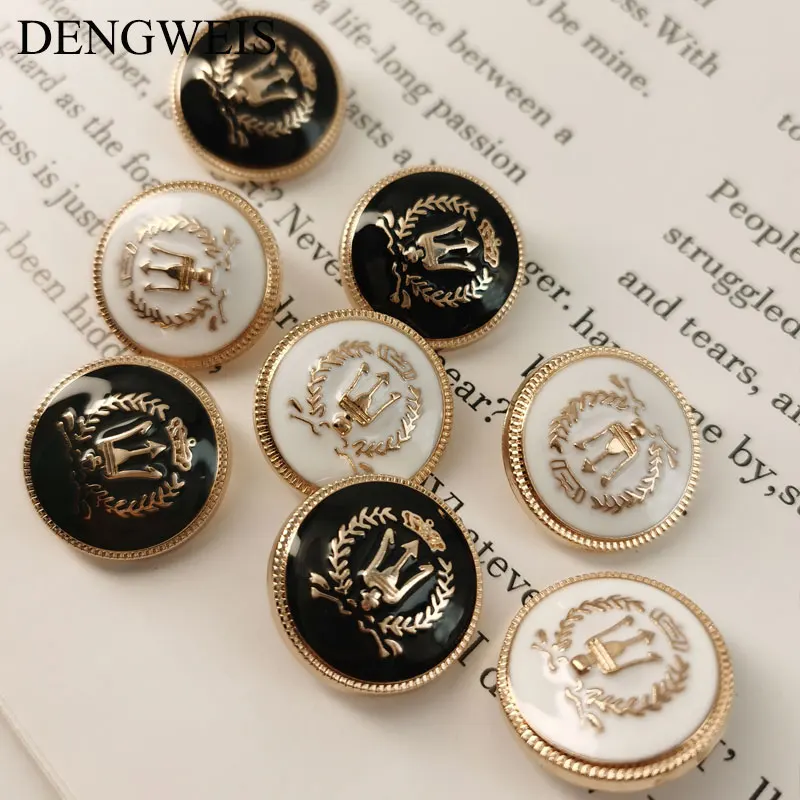 

British Style White or Black Metal Buttons Jackets Suit Coats Cuffs Accessories DIY Handmade Craft Supplies Sewing Buttons 6pcs